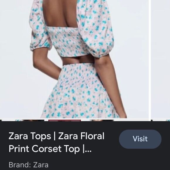 Zara FLORAL PRINT CORSET Crop TOP Blouse Size Medium New - Picture 3 of 8